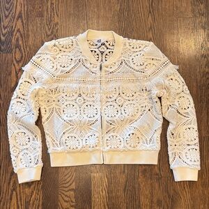 JACK BB Dakota Women's Cream Lace Bomber Jacket - Size Small